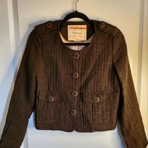 Cartonnier Brown Tweed Career Blazer Jacket